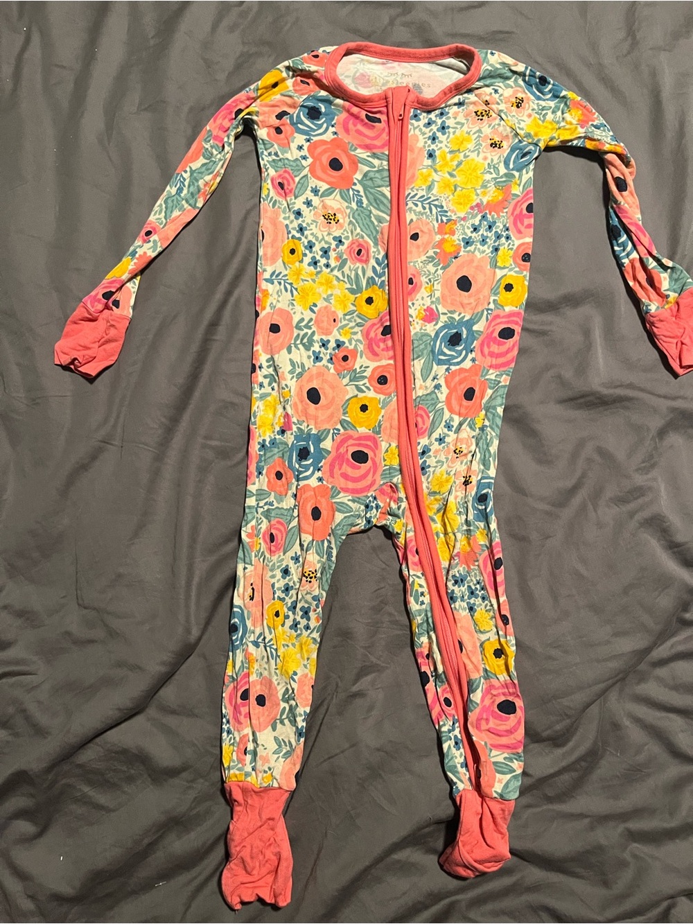Little Sleepies Flpral Zip-Front One-Piece Pajamas